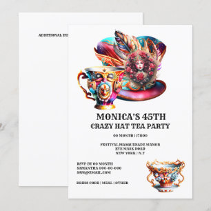 Hat tea party-festivalen, maskerad fjäder dam inbjudningar