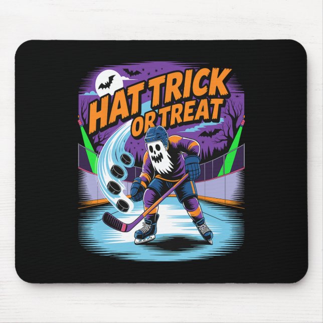Hat Trick eller Bus Funny Ice Hockey Ghost Hallowe Musmatta (Framsidan)