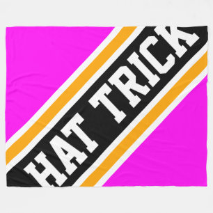 HAT TRICK Ljusrosa Orange Svart Hockeyränder Fleecefilt