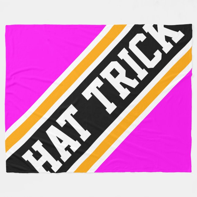 HAT TRICK Ljusrosa Orange Svart Hockeyränder Fleecefilt (Framsidan (Horisontell))
