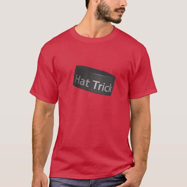 Hat Trick Puck Hockey Lingo T Shirt (Framsida)