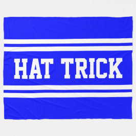 HAT TRICK Roligt Bold Royal Blue White Hockey Rand Fleecefilt