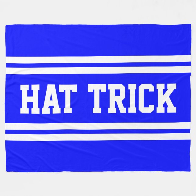 HAT TRICK Roligt Bold Royal Blue White Hockey Rand Fleecefilt (Framsidan (Horisontell))