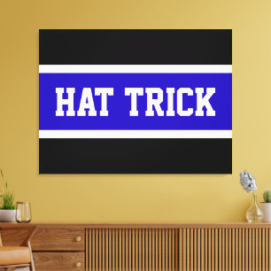 HAT TRICK Royal Blue Black White Rand Canvastryck