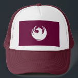 Hat with Flag of Phoenix, Arizona Keps<br><div class="desc">Show your pride in the vibrant spirit of the American Southwest with this stylish hat featuring the official flag of Phoenix, Arizona. Boldly displaying the iconic white phoenix emblem against a rich maroon background, this design pays homage to the mythological bird from which the city takes its name—symbolizing rebirth, resilience,...</div>