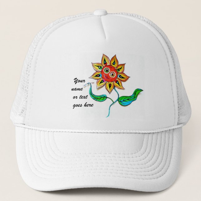 Hat Writing Sunflower Truckerkeps (Framsida)
