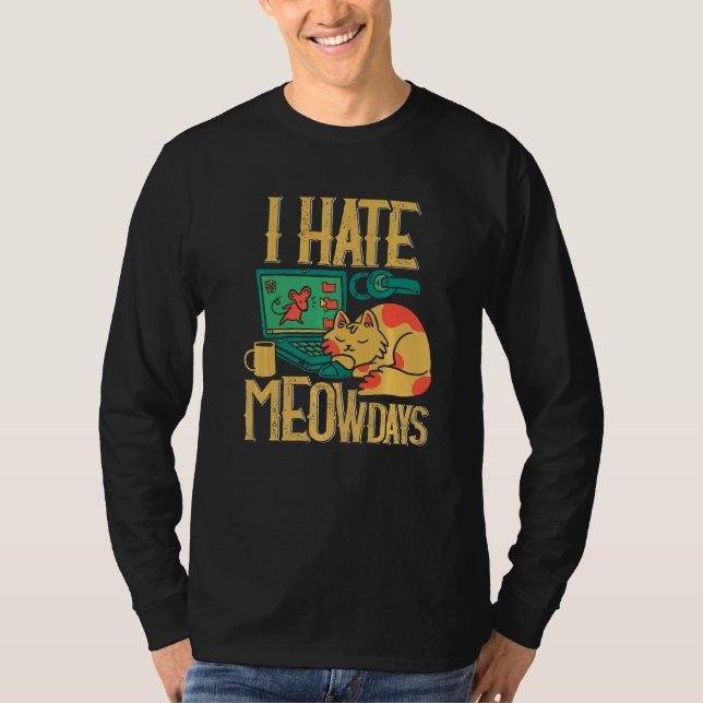 Hata måndag katt kontor t shirt (Framsida)