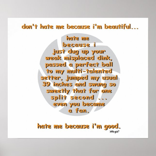 Hata mig inte VOLLEYBALL Poster (Framsidan)