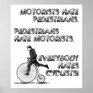 Hatare cyklister roligt affisch