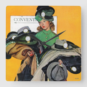 Hatcheck Girl Fyrkantig Klocka