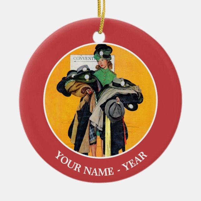 Hatcheck Girl Julgransprydnad Keramik (Framsidan)