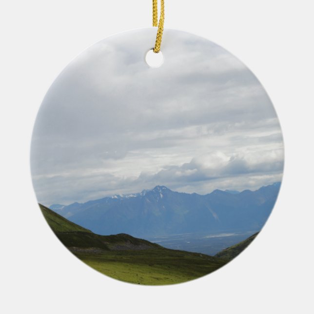 Hatchers passerar berg beskådar Alaska Julgransprydnad Keramik (Framsidan)