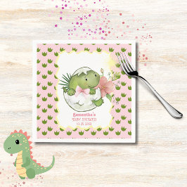 Hatching Dino with Bow & Flower Party Napkins Pappersservett