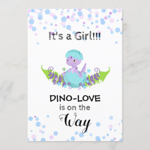 *~* Hatching Dinosaur Flicka Shower-inbjudan Inbjudningar