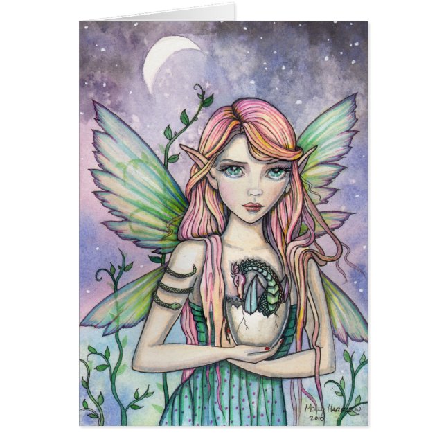 Hatchling Fairy and Baby Dragon Card Hälsningskort (Framsidan)