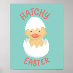 Hatchy Påsk gullig kläckande chick Poster