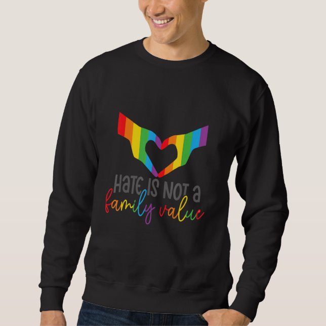 Hate är inte ett familjevärde som LGBt stöder poli Lång Ärmad Tröja (Framsida)