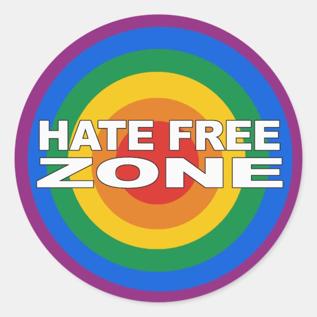 Hate Free Zon Runt Klistermärke (Framsida)