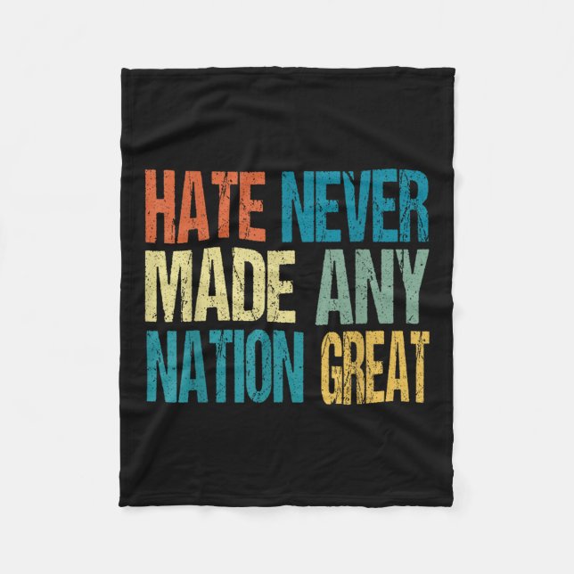 Hate gjorde aldrig någon Underbar Nation Anti Trum Fleecefilt (Framsidan)