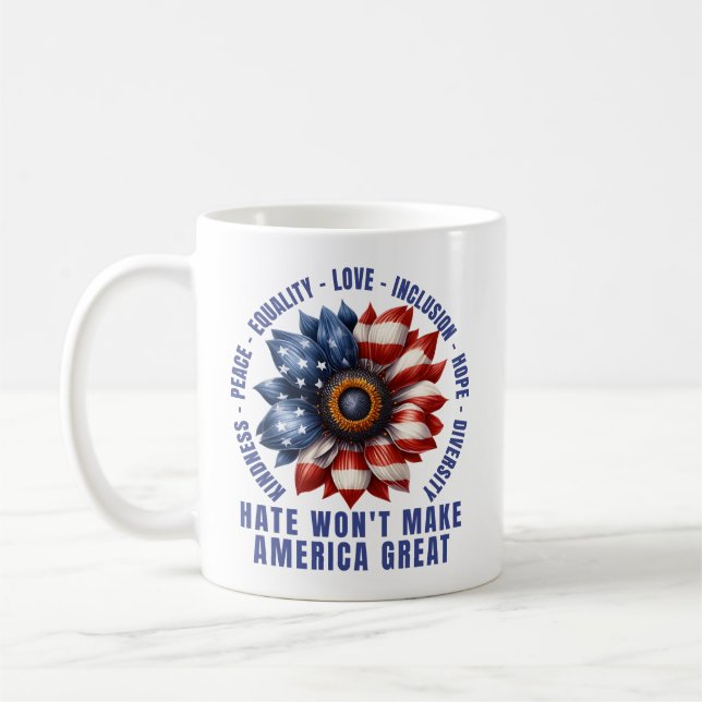 Hate gör inte Amerika Underbart Kaffemugg (Vänster)
