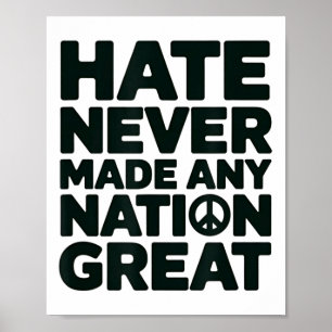 Hate har aldrig gjort någon Underbar Nation Anti-t Poster