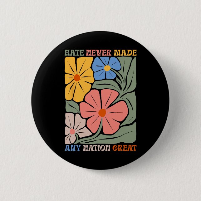 Hate har aldrig gjort några Underbara Boho Flowers Knapp (Framsida)