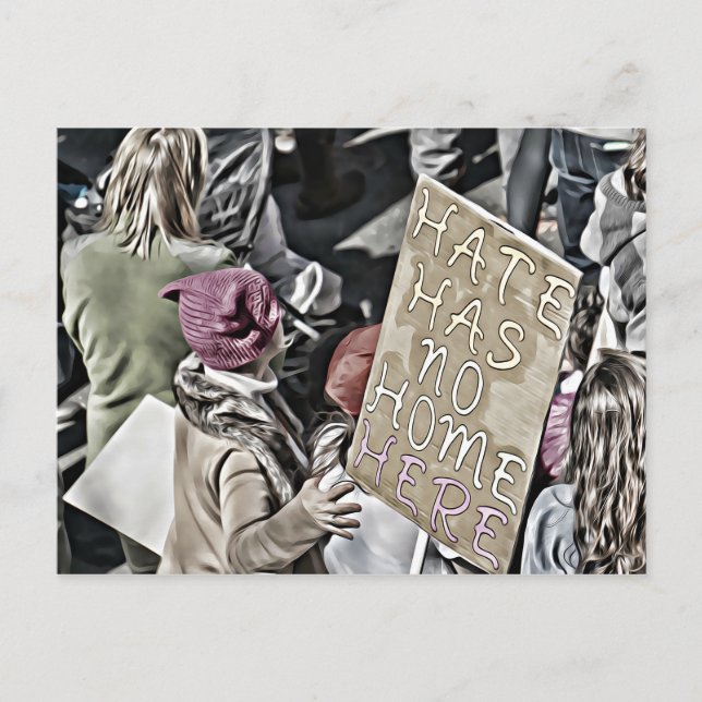 Hate har inget hem här vykort (Framsida)