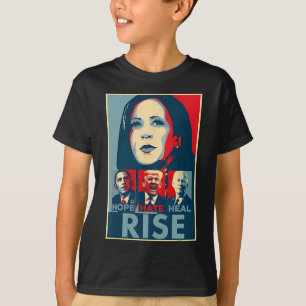 Hate Heal Grow Rise President Kamala Harris Kampan T Shirt