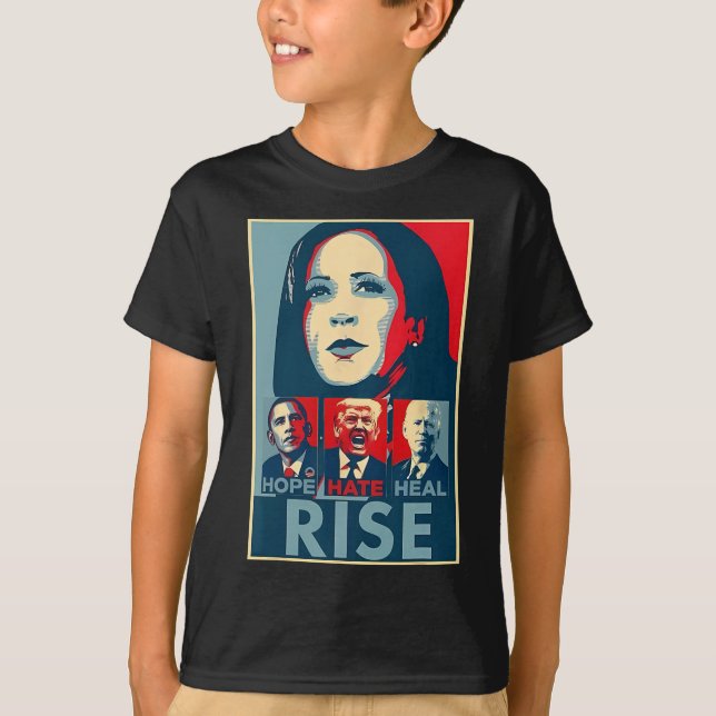 Hate Heal Grow Rise President Kamala Harris Kampan T Shirt (Framsida)