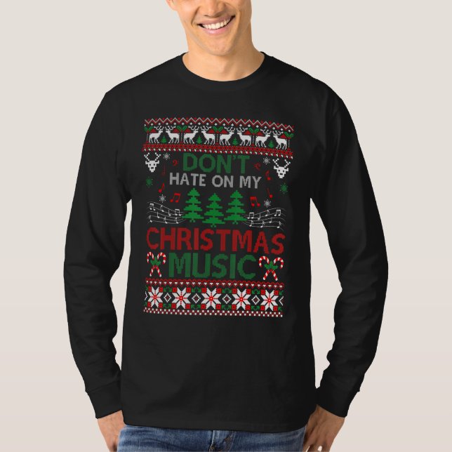 Hate inte på min julmusik, gult julsnö t shirt (Framsida)