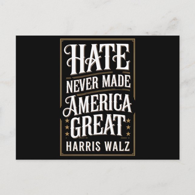 Hate Made America Underbar Kamala Harris Walz Vykort (Framsida)