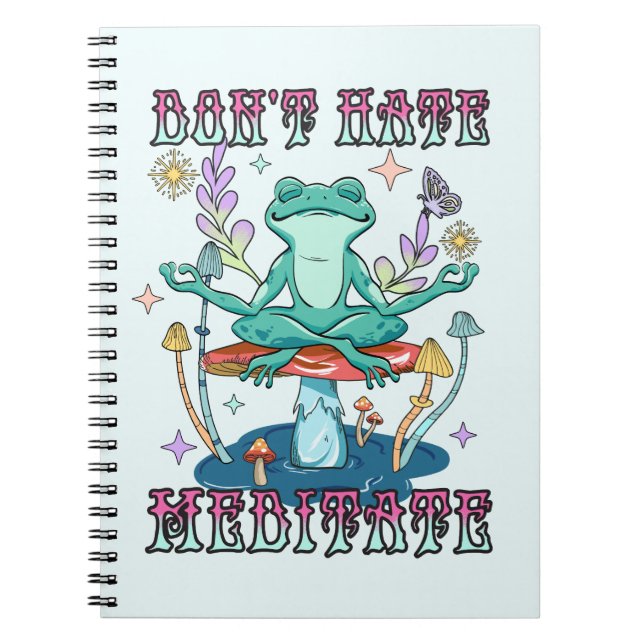 Hate, meditat - Meditating Frog & Flower Anteckningsbok (Framsidan)