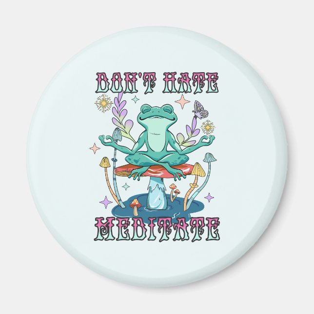 Hate, meditat - Meditating Frog & Flower Magnet (Framsidan)