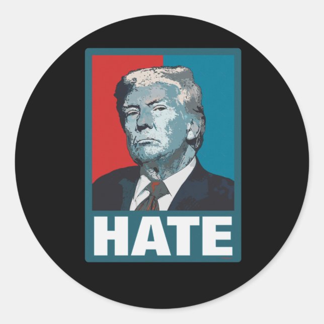 Hate Trump Runt Klistermärke (Framsida)