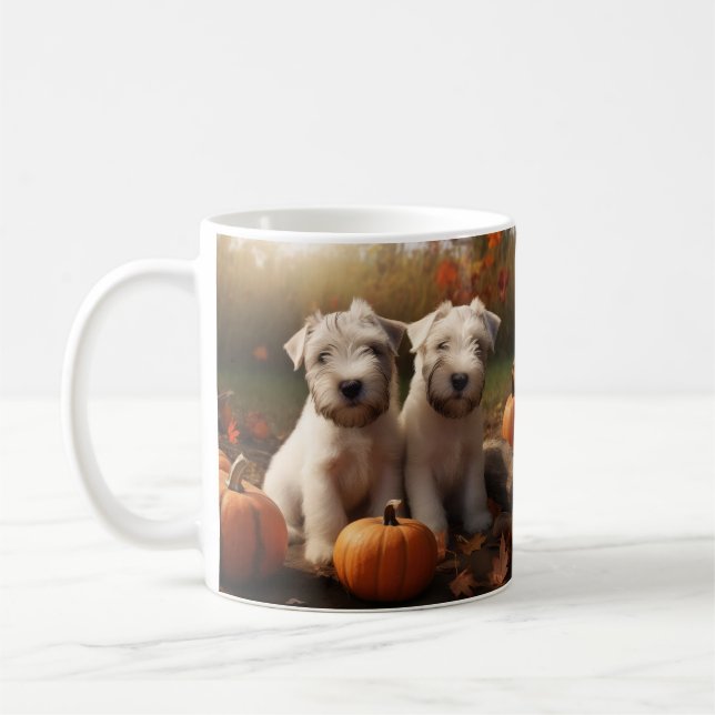 Haten Terrier Puppy Autumn Delight Pumpkin Kaffemugg (Vänster)