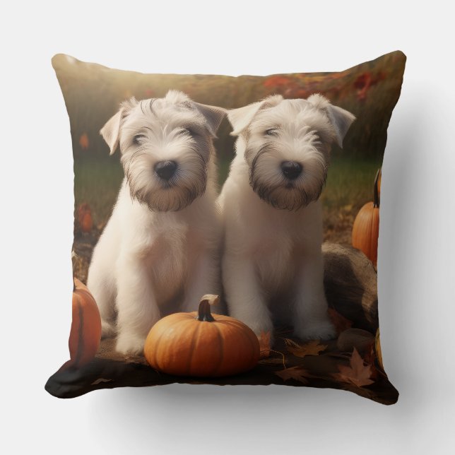 Haten Terrier Puppy Autumn Delight Pumpkin Kudde (Framsida)