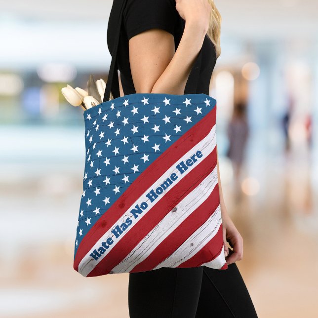 Hatet Har Inget Hem Här Patriotisk USA Rustik Flag Tygkasse (Skapare uppladdad)
