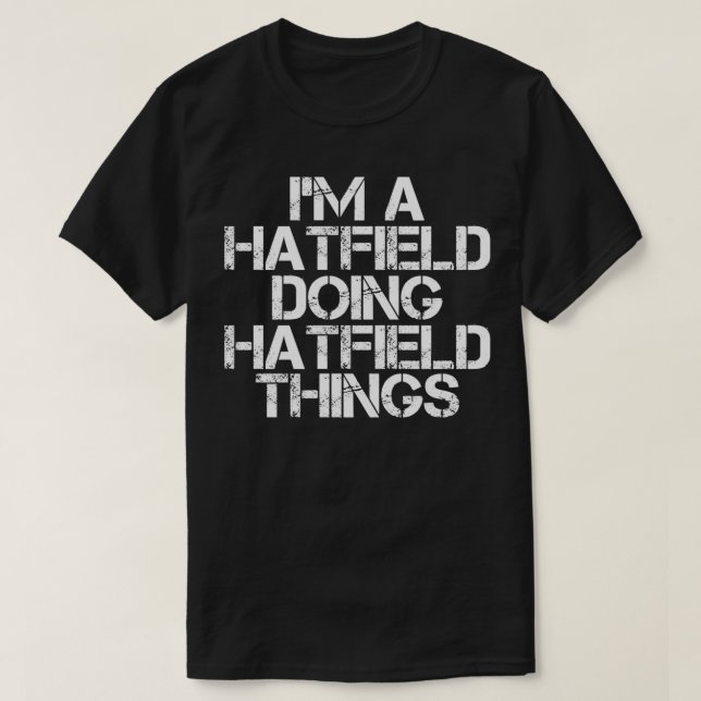 HATFIELD Funny Surname Family Träd Birthday Reunio T Shirt (Design framsida)