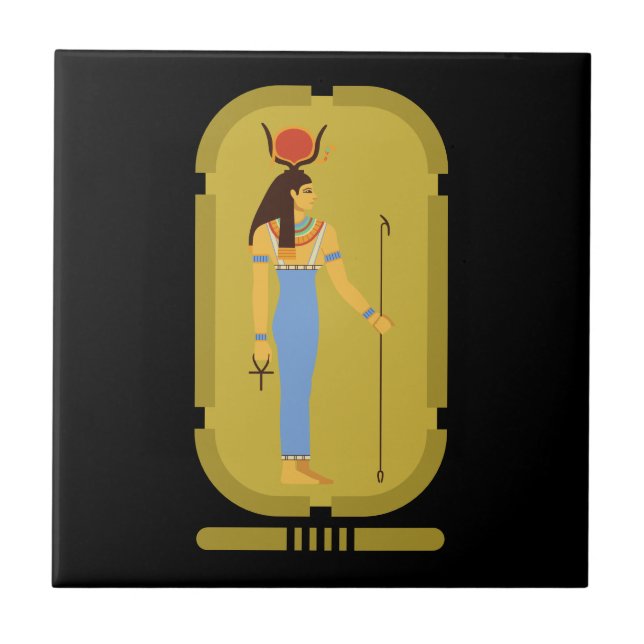 Hathor Egyptian Ancient Goddess Ceramic Tile Kakelplatta (Framsidan)