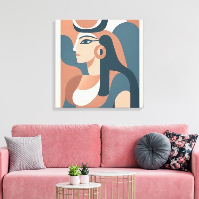 Hathor Egyptian Goddess Modern Canvas Wall Art (Insitu (Vardagsrum))