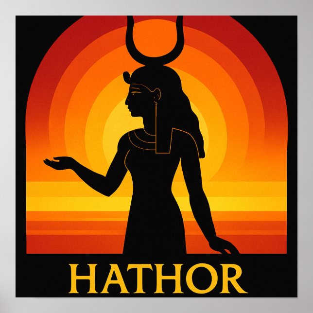 Hathor Egyptian Goddess Sunset Poster Art (Framsidan)