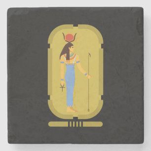 Hathor egyptisk gudinna i stenunderlägg