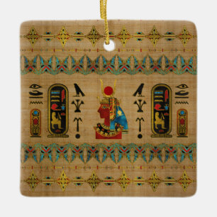 Hathor egyptisk prydnad på papyrusen julgransprydnad keramik