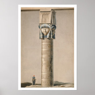 Hathor en hövdad pelare på Dendarah, illustratio Poster
