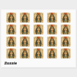Hathor Goddess Stickers Helig Egyptian Set Fyrkantigt Klistermärke