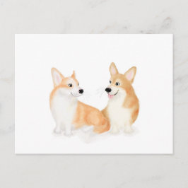 Hatie & Leah Söt Pembroke Welsh corgis vykort