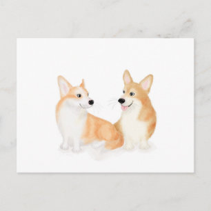 Hatie & Leah Söt Pembroke Welsh corgis vykort