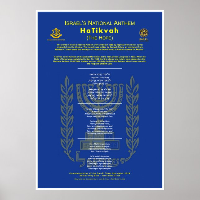 HaTikvah-Israels nationalhymn Poster (Framsidan)