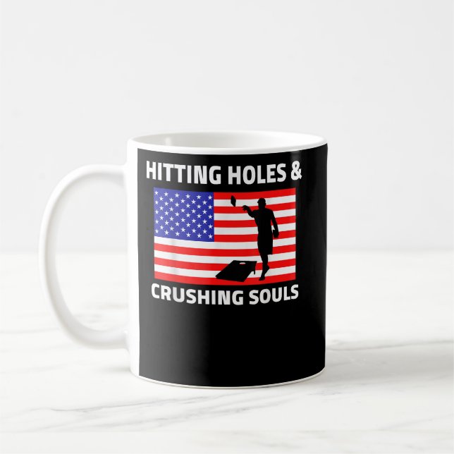Hating Hål Crushing Souls USA Cornhole Kaffemugg (Vänster)
