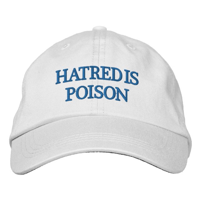 Hatred is Poison Blue-Brev Hat Broderad Keps (Framsida)
